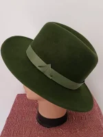 Шляпа зелёного цвета с широкими полями Федора - 2